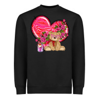 Black valentines heart with bear Heavyweight Sweatshirt - NancyCooperArtShop