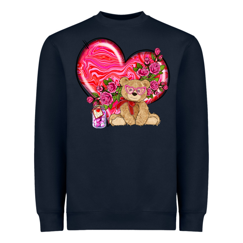Valentines Heart With Bear Heavyweight Sweatshirt by NancyCooperArtShop | Teevron