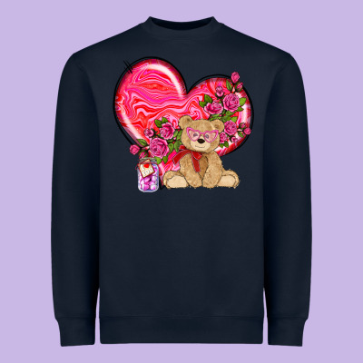 Valentines Heart With Bear Heavyweight Sweatshirt Designed By Nancycooperartshop