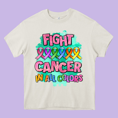Fight Cancer In All Colors Heavy Core Tee Designed By Adodesignshop