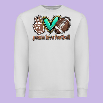 Peace Love Football Premium Sweatshirt Designed By Howdyjamesfarm