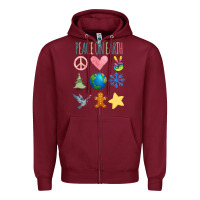 Burgundy PEACE ON EARTH Zipper Hoodie - Bettercallsaul