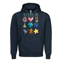 Navy PEACE ON EARTH Zipper Hoodie - Bettercallsaul