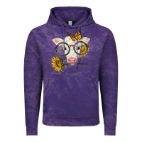Cloud Purple charolais calf with sunflowers and butterfly Vintage Hoodie - LillyAllenDesigns