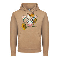 Vintage Coffee charolais calf with sunflowers and butterfly Vintage Hoodie - LillyAllenDesigns