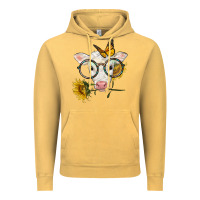 Vintage Mustard charolais calf with sunflowers and butterfly Vintage Hoodie - LillyAllenDesigns