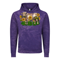 Cloud Purple charolais bull with sunflowers Vintage Hoodie - LillyAllenDesigns