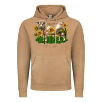 Vintage Camel charolais bull with sunflowers Vintage Hoodie - LillyAllenDesigns
