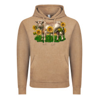 Vintage Coffee charolais bull with sunflowers Vintage Hoodie - LillyAllenDesigns