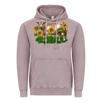 Vintage Zinc charolais bull with sunflowers Vintage Hoodie - LillyAllenDesigns