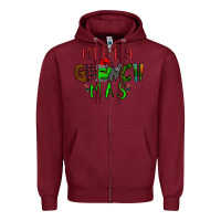 Burgundy Merry Grinch Mas Zipper Hoodie - Bettercallsaul