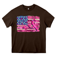Chocolate Brown american flag and  cancer ribbon pattern Heavy Core Tee - AdoDesignShop