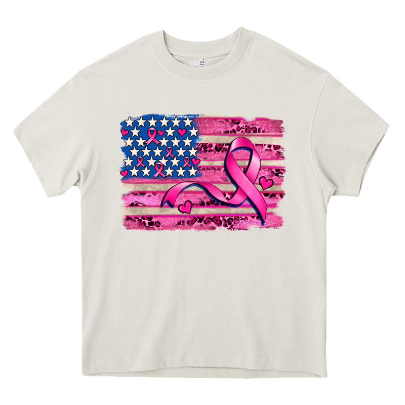 American Flag And  Cancer Ribbon Pattern Heavy Core Tee by AdoDesignShop | Teevron
