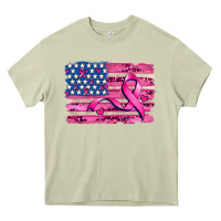 Mossy american flag and  cancer ribbon pattern Heavy Core Tee - AdoDesignShop