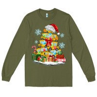 Army Green christmas tree with school bus Long Sleeve Tee - MaliasSmallBusiness