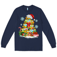 Navy christmas tree with school bus Long Sleeve Tee - MaliasSmallBusiness
