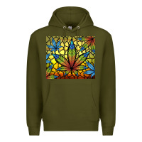 Army Green stained glass weed Premium Hoodie - TumblerDesignByShophia