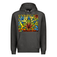 Charcoal Heather stained glass weed Premium Hoodie - TumblerDesignByShophia