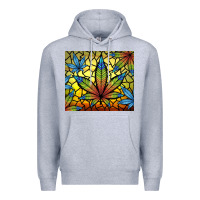 Heather Grey stained glass weed Premium Hoodie - TumblerDesignByShophia