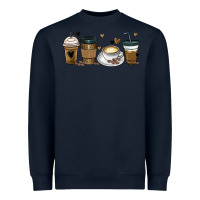 Navy coffee latte coffee cups Heavyweight Sweatshirt - MaliasSmallBusiness