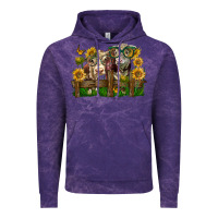 Cloud Purple hereford bull and heifer with sunflowers Vintage Hoodie - LillyAllenDesigns