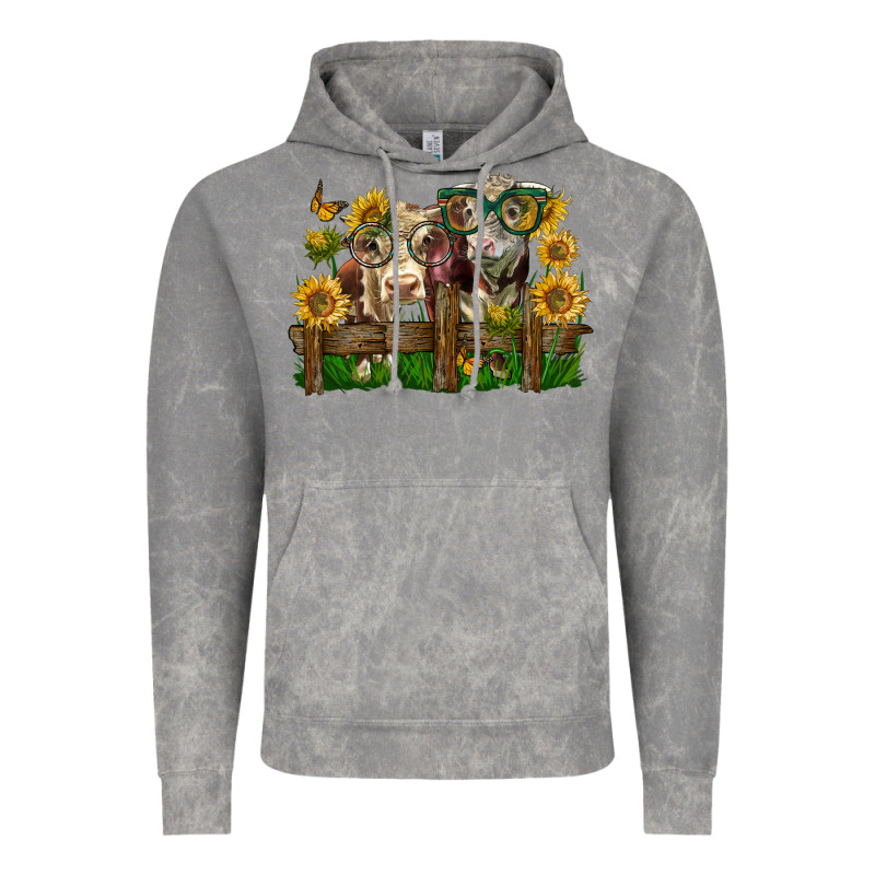 Hereford Bull And Heifer With Sunflowers Vintage Hoodie by LillyAllenDesigns | Teevron