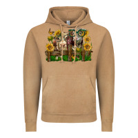 Vintage Camel hereford bull and heifer with sunflowers Vintage Hoodie - LillyAllenDesigns