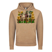 Vintage Coffee hereford bull and heifer with sunflowers Vintage Hoodie - LillyAllenDesigns