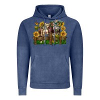 Vintage Denim hereford bull and heifer with sunflowers Vintage Hoodie - LillyAllenDesigns