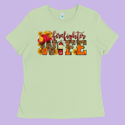 Firefighter Wife With Hat Sunflowers Ladies Tee Designed By Hra Design Shop