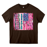 Chocolate Brown warrior breast cancer and american flag Heavy Core Tee - AdoDesignShop