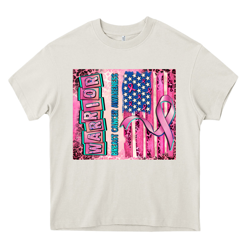 Warrior Breast Cancer And American Flag Heavy Core Tee by AdoDesignShop | Teevron