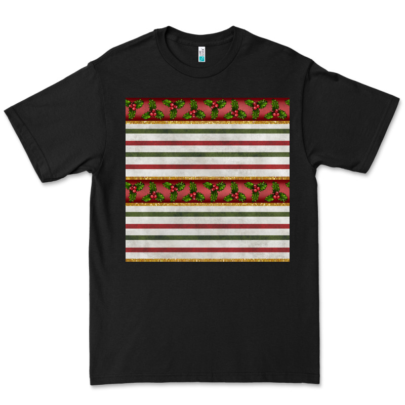 Christmas Mistletoe And Stripes Seamless Pattern Premium Tee by BundleAndBundleShop | Teevron