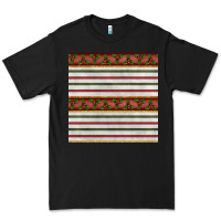 Black christmas mistletoe and stripes seamless pattern Premium Tee - BundleAndBundleShop
