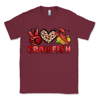 Burgundy peace love crawfish Classic Tee - MaliasSmallBusiness