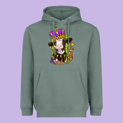 Mardi Gras Cow Heavyweight Hoodie Designed By Howdyjamesfarm