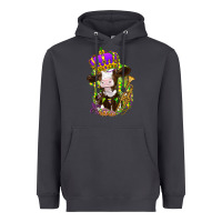 Smoke Mardi Gras Cow Heavyweight Hoodie - HowdyJamesFarm