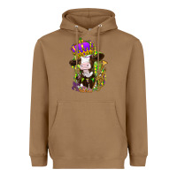 Toasted Coconut Mardi Gras Cow Heavyweight Hoodie - HowdyJamesFarm