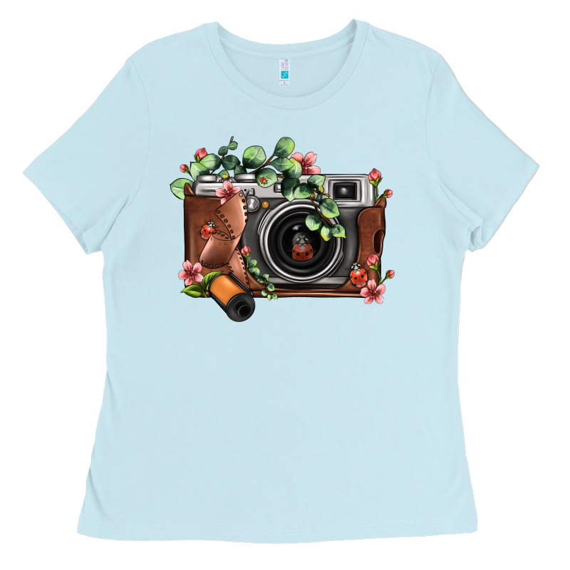 Floral Eucalyptus Film Roll Vintage Camera Ladies Tee by FaDigitalArtStudio | Teevron