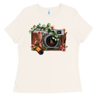 Bone floral eucalyptus film roll vintage camera Ladies Tee - FaDigitalArtStudio