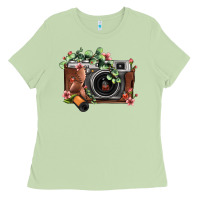 Matcha floral eucalyptus film roll vintage camera Ladies Tee - FaDigitalArtStudio