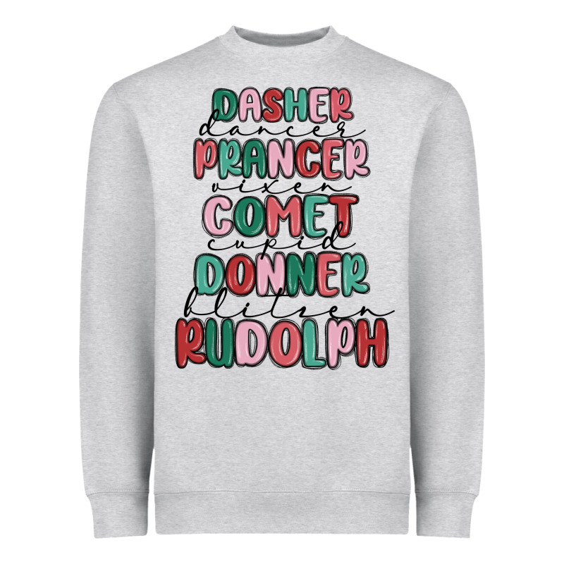 Dasher Dancer Prancer Vixer Comet Cupid Donner Bli Heavyweight Sweatshirt by MaliasSmallBusiness | Teevron