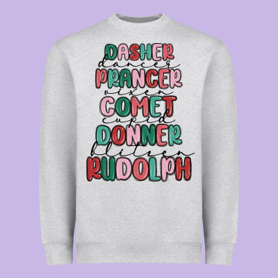 Dasher Dancer Prancer Vixer Comet Cupid Donner Bli Heavyweight Sweatshirt Designed By Maliassmallbusiness