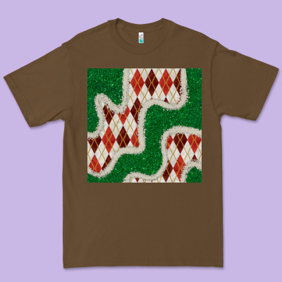 Christmas Diamond Plaid And Green Glitter Seamless Pattern Premium Tee Designed By Bundleandbundleshop