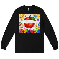Black custom teacher name apple Long Sleeve Tee - NancyCooperArtShop