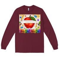 Burgundy custom teacher name apple Long Sleeve Tee - NancyCooperArtShop
