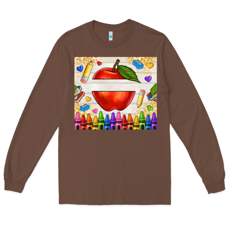 Custom Teacher Name Apple Long Sleeve Tee by NancyCooperArtShop | Teevron