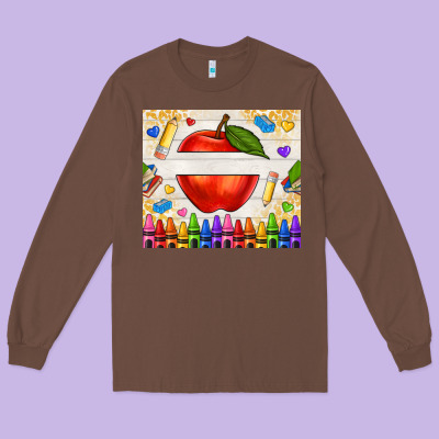 Custom Teacher Name Apple Long Sleeve Tee Designed By Nancycooperartshop