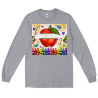 Heather Grey custom teacher name apple Long Sleeve Tee - NancyCooperArtShop