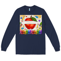 Navy custom teacher name apple Long Sleeve Tee - NancyCooperArtShop